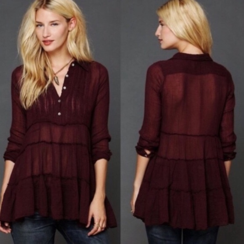 Free People Tuxedo Button Down Tunic